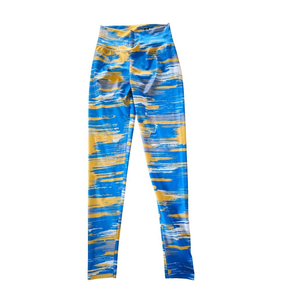 NFL Zubaz LA Chargers Women's M Activewear Leggings Blue Yellow Paint Splatter
